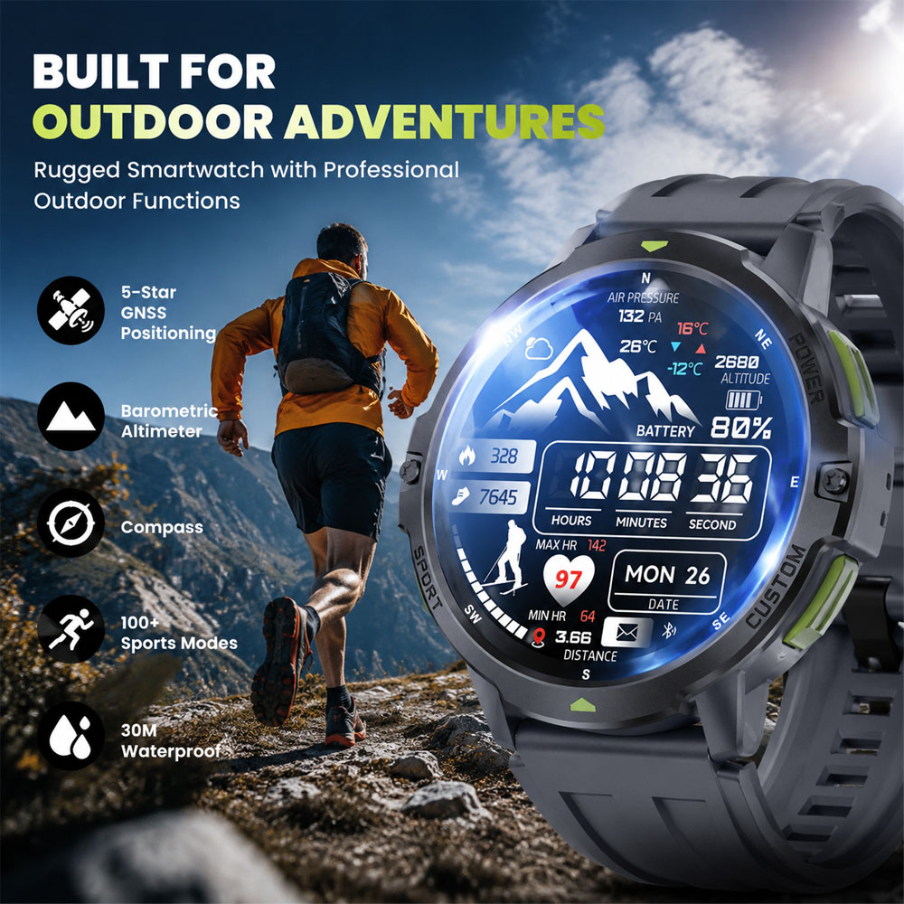 Smartwatch Timex Watches For Men - 2026 NEW Military GPS Smartwatch 3ATM