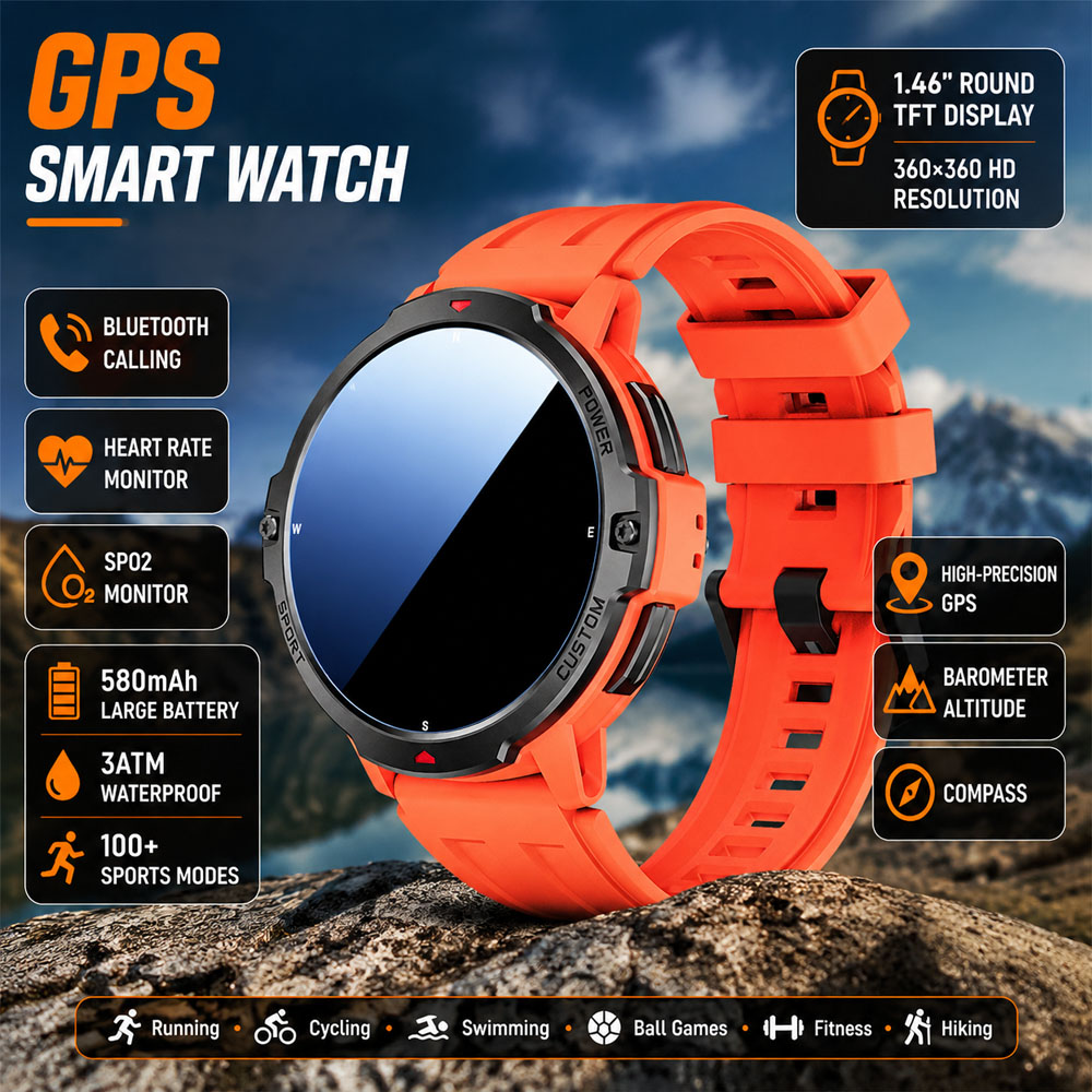 Smartwatch Timex Watches For Men - NEW 6-Axis Gyroscope Military GPS Smartwatch