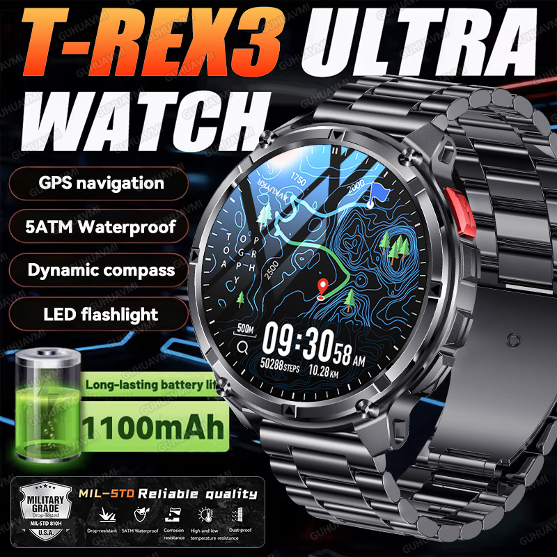 Smartwatch Watches For Men Digital - 2026 New T-Rex3 Ultra 1100Mah Military