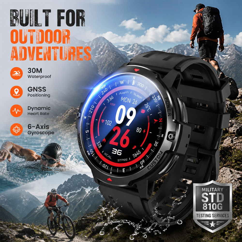 Smartwatch Timex Watches For Men - NEW 6-Axis Gyroscope Military GPS Smartwatch