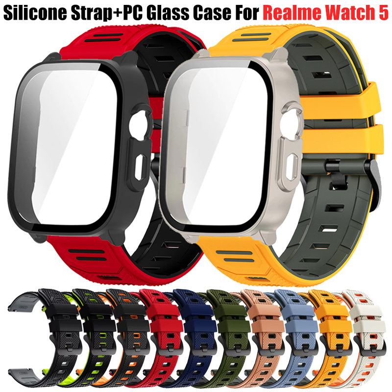 Watch S Realme - Breathable Silicone Strap+PC Glass Case For