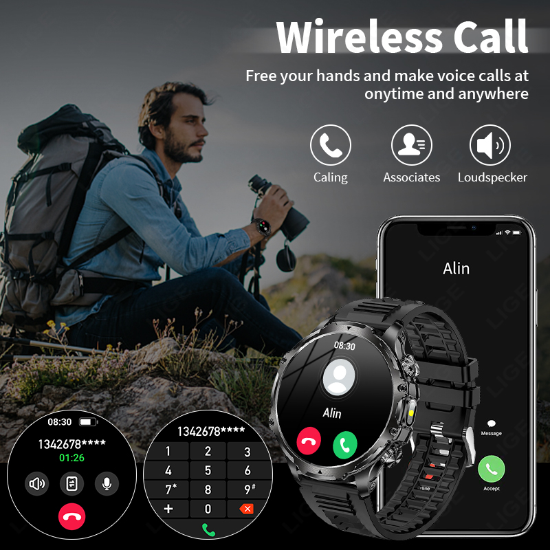 LIGE Smartwatch Military Men 1 - đánh giá và giá Smartwatch Timex Watches For Men