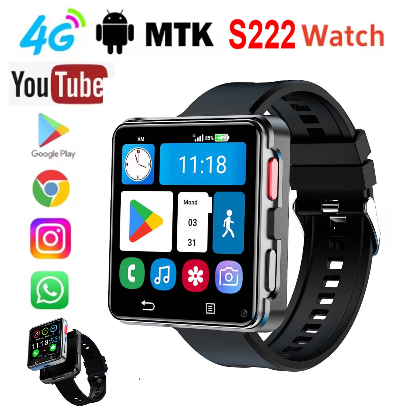 S222 Smart Watch 4G SI-M Card  - đánh giá và giá Watch Smartwatch Android